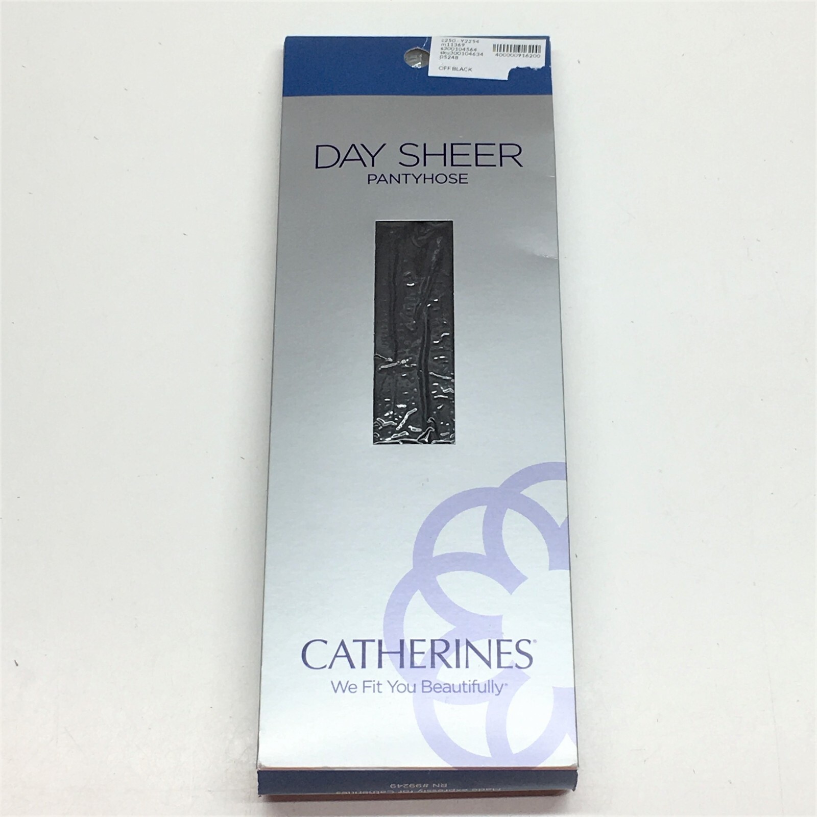 Catherines Pantyhose Day Sheer Hosiery Ribbed Panty Off Black Plus Size E