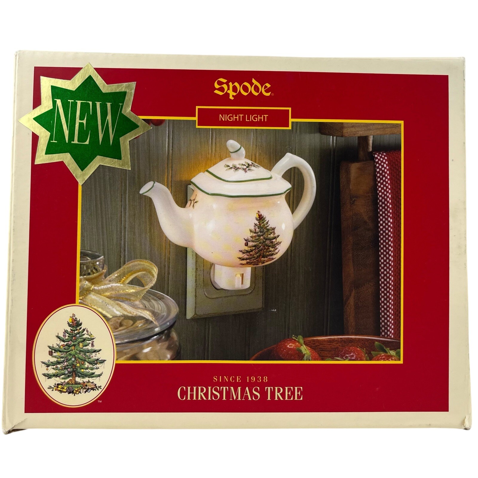 Spode Christmas Tree Night light Teapot Plug In With Box WORKS