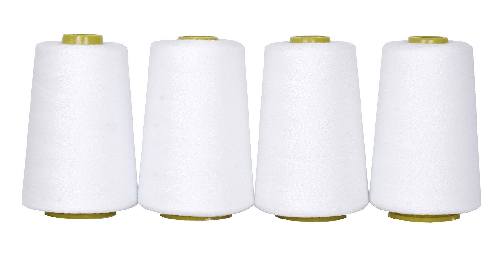 Overlock Machine Thread, 4 Cones White Polyester, 24000 Yards, 40S/2