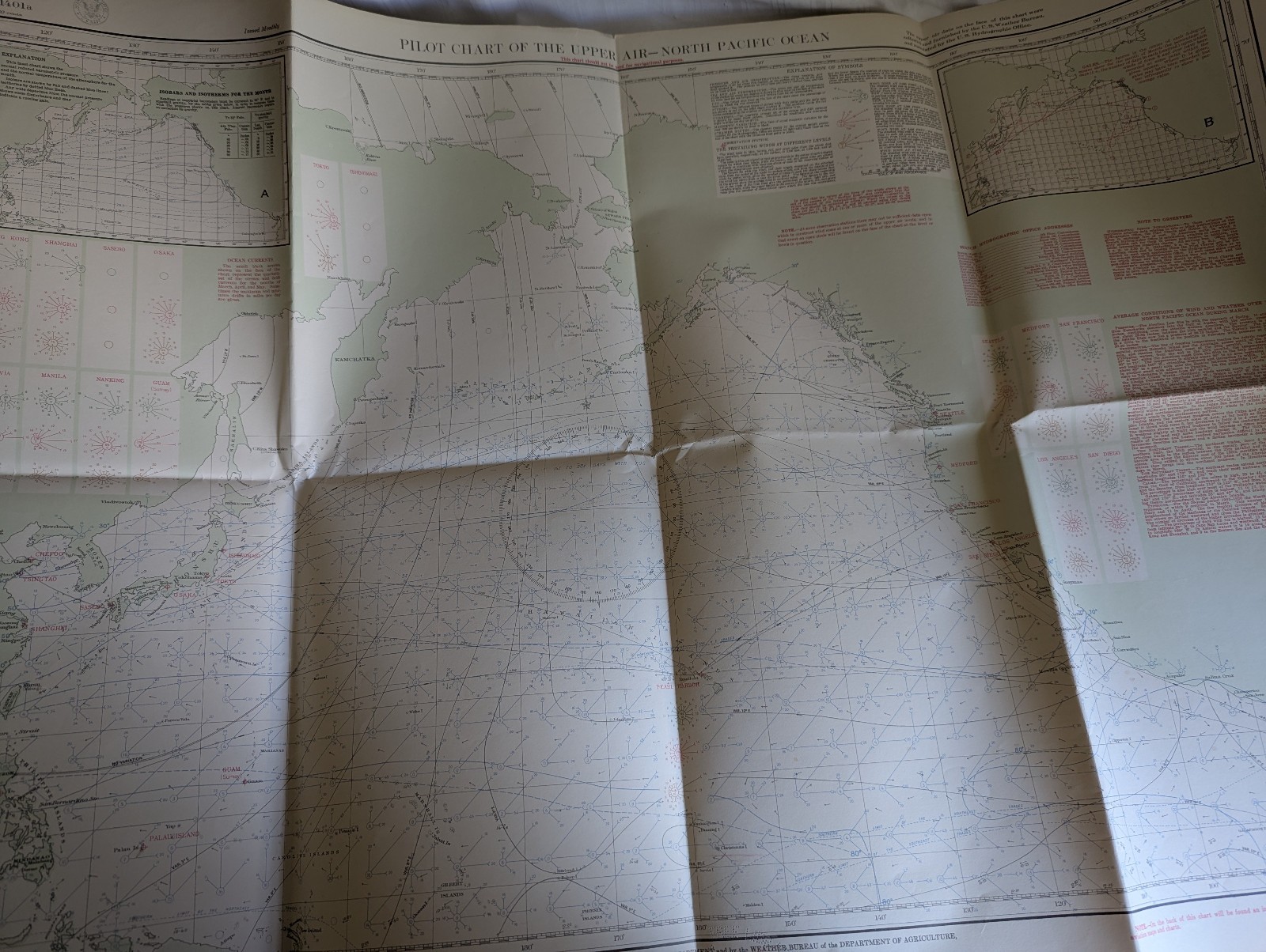 Pilot Chart Upper Air - North Pacific Ocean March 1935 Interwar No.1401a