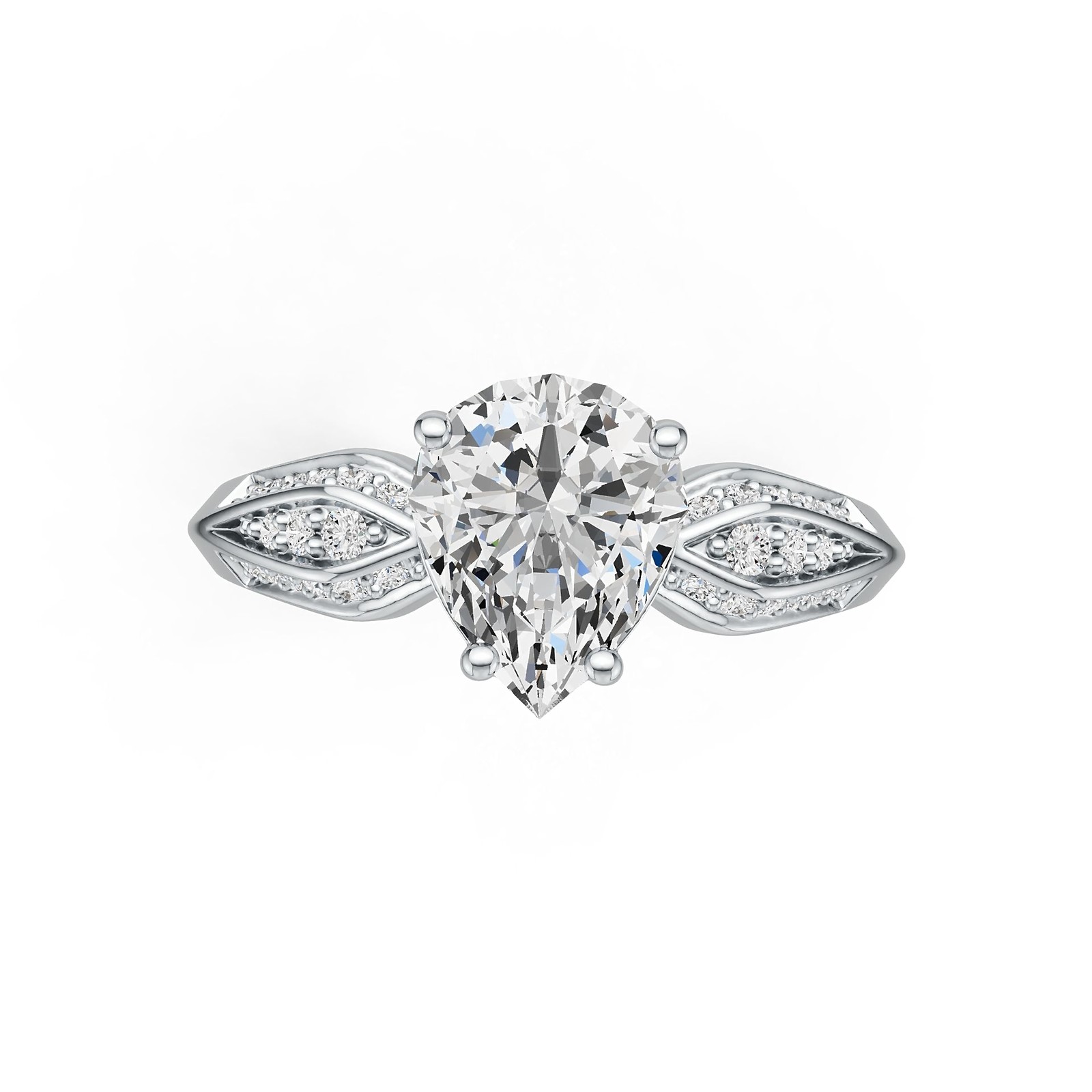 Sterling Silver Semi Mount Ring Setting Pear PE 10X8mm