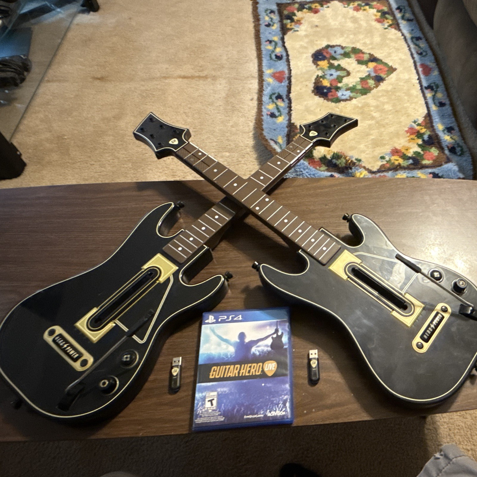 Activision Guitar Hero Live PS4 Bundle Game + 2 Guitar Controllers & USB Dongles