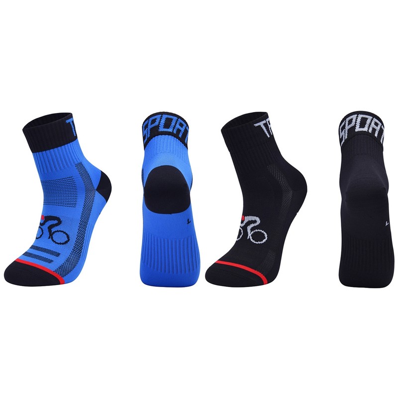 2 Pairs Cycling Socks Road Riding Bicycle Bike Sports Ankle Socks XC Black Blue