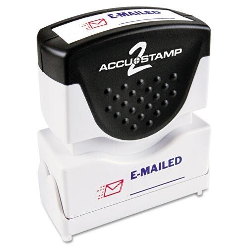 ACCUSTAMP 2 "E-MAILED" Pre-Inked Shutter Stamp Blue Red Ink  1 5/8 x 1/2 NEW
