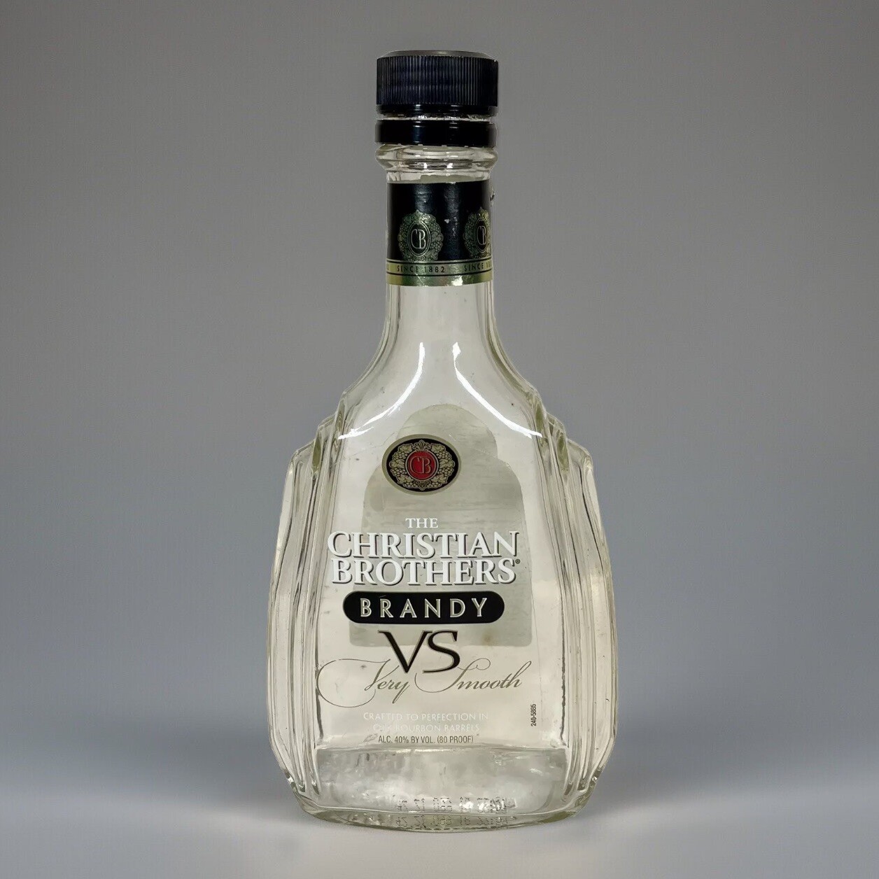 Christian Brothers Brandy 750ml EMPTY Bottle Decatur Clear Black Lid