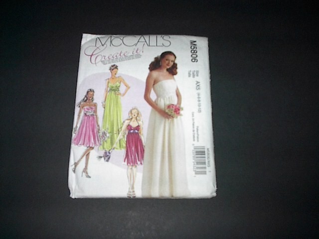 McCall's Pattern 5806 Misses' Knee / Floor Length Lined Dress w/Back Zipper 4~12