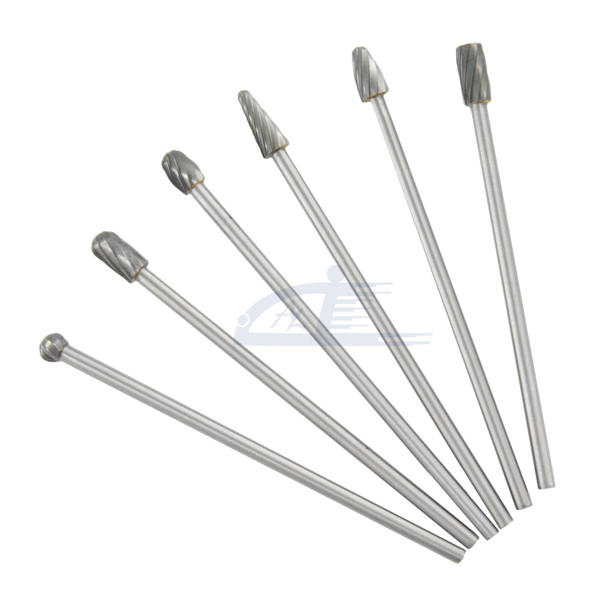 6pc 1/4" Tungsten Rotary Carbide Burr Bits Aluminum Bur 6" Long Shank Single Cut