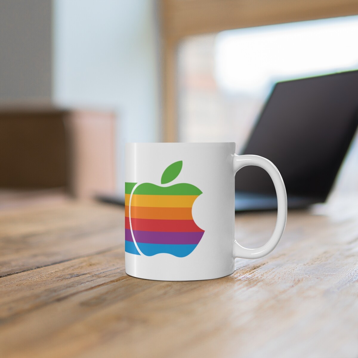 Apple 2 II Mac Macintosh Rainbow Logo Ver 2 Computer Ceramic Coffee Cup Mug 11oz