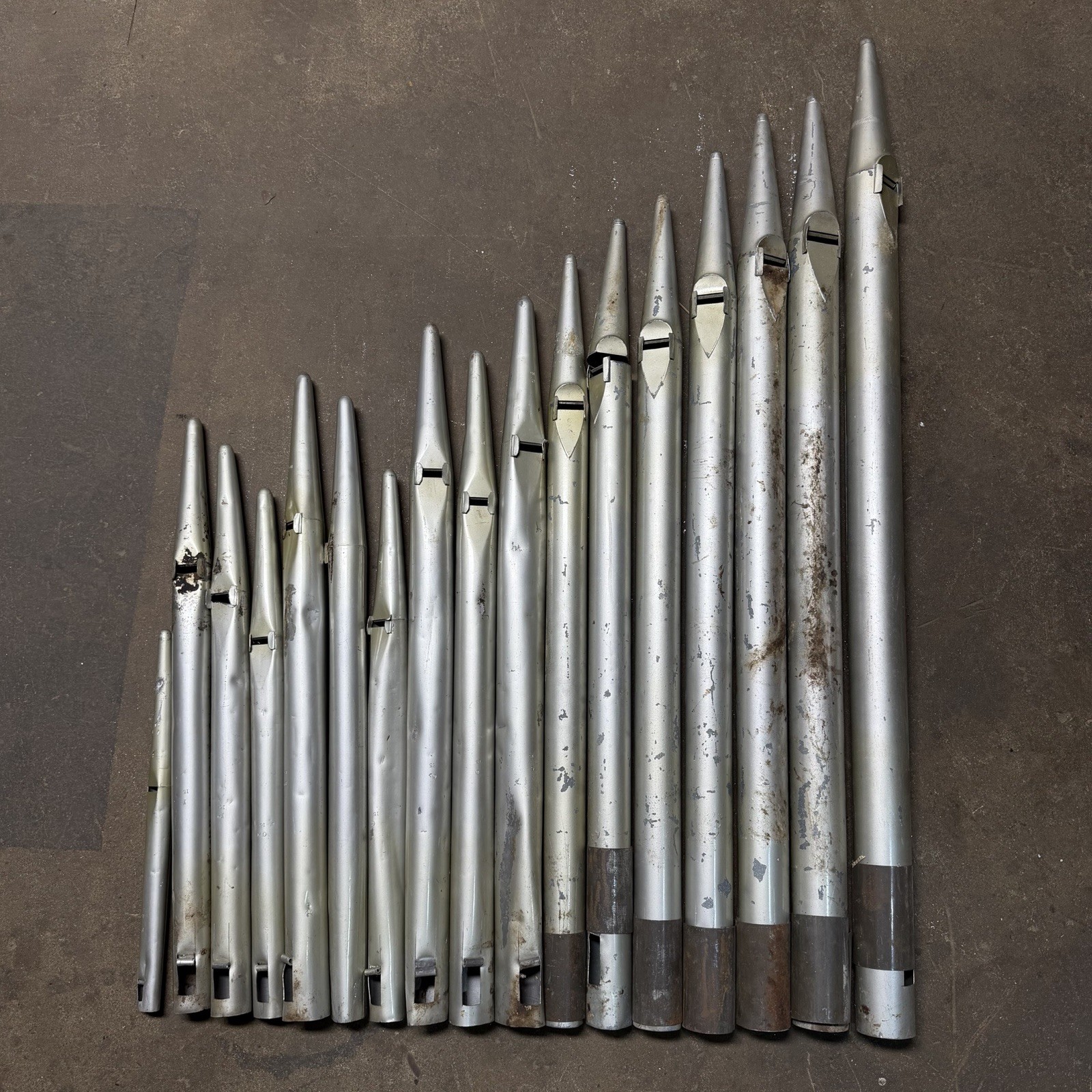 Lot of 17 Vintage Pipe Organ Metal Pipes 15–46 Inches Tin/Lead Organ Pipes *2