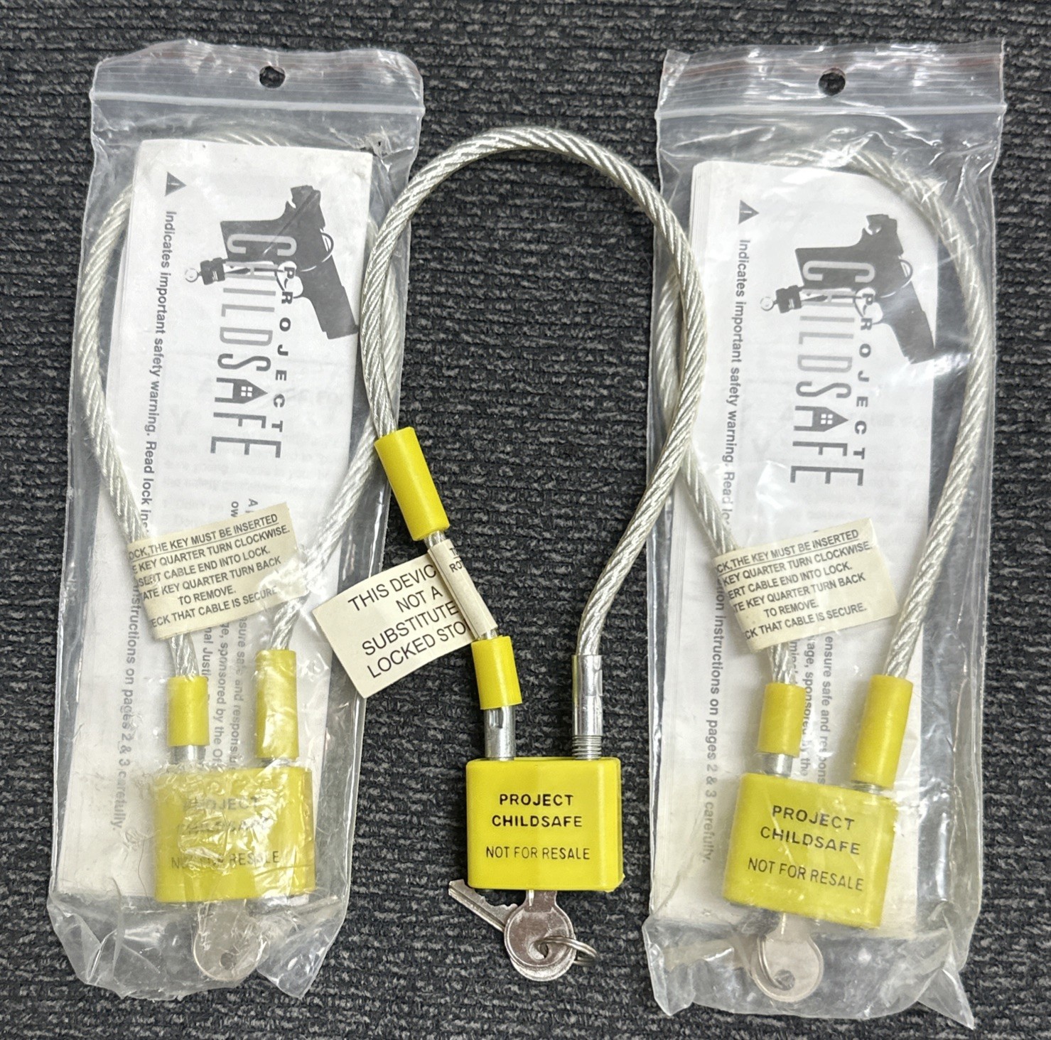 LOT (3) CABLE GUN LOCKS - LN Project ChildSafe - Pistol Handgun NEW