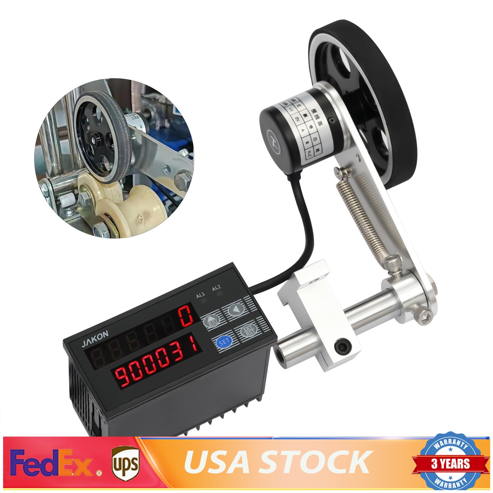 Electronic Digital Length Meter Rotary Encoder Rolling Wheel Distance Counter US