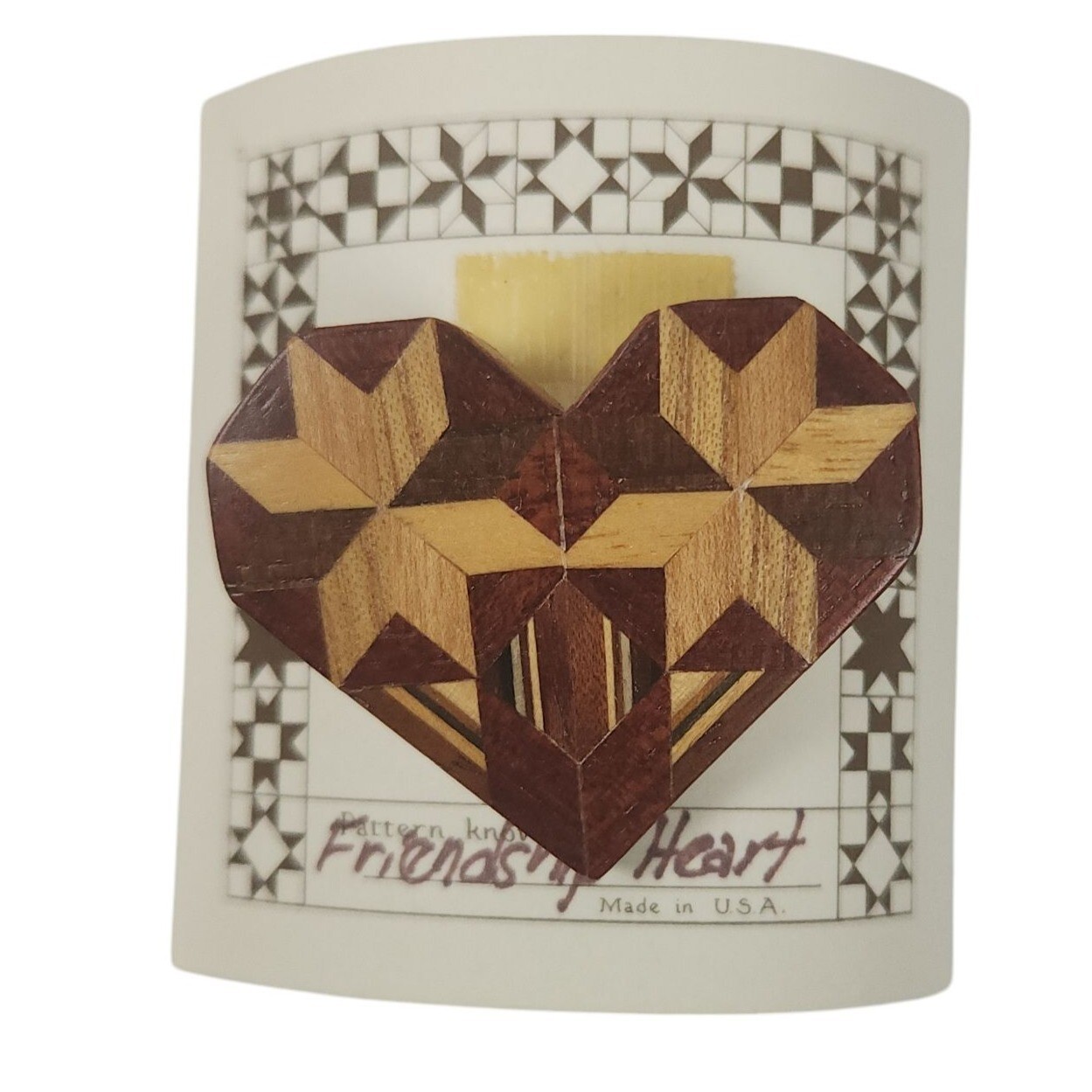 Handcrafted Friendship Heart Wooden Brooch Pin Nettleton USA