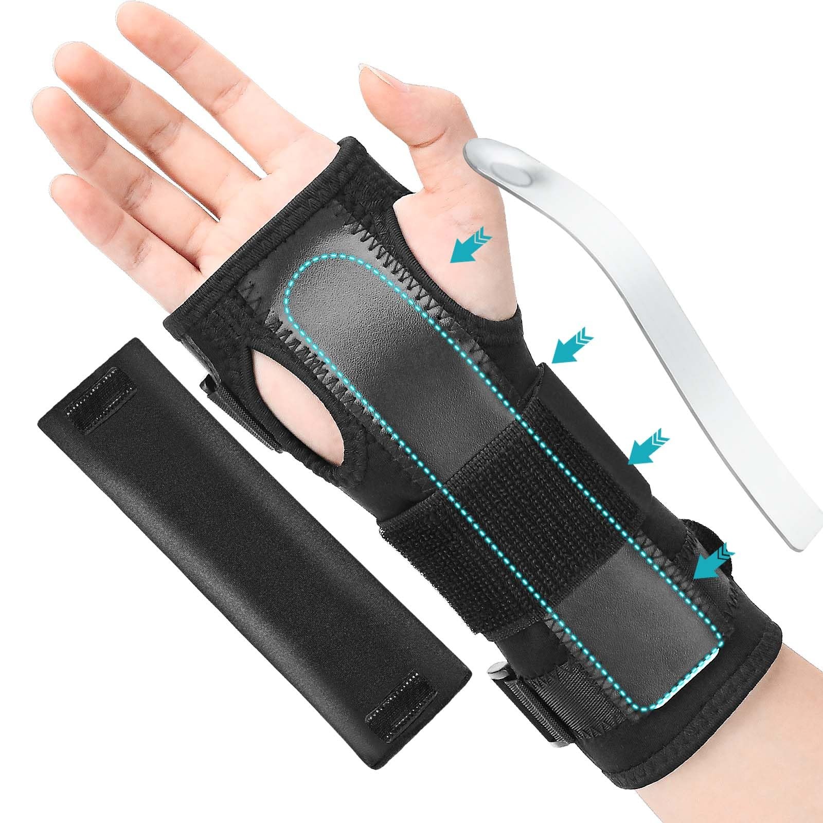 PKSTONE Wrist Splint for Carpal-Tunnel Syndrome, Adjustable S/M (1pic), Black