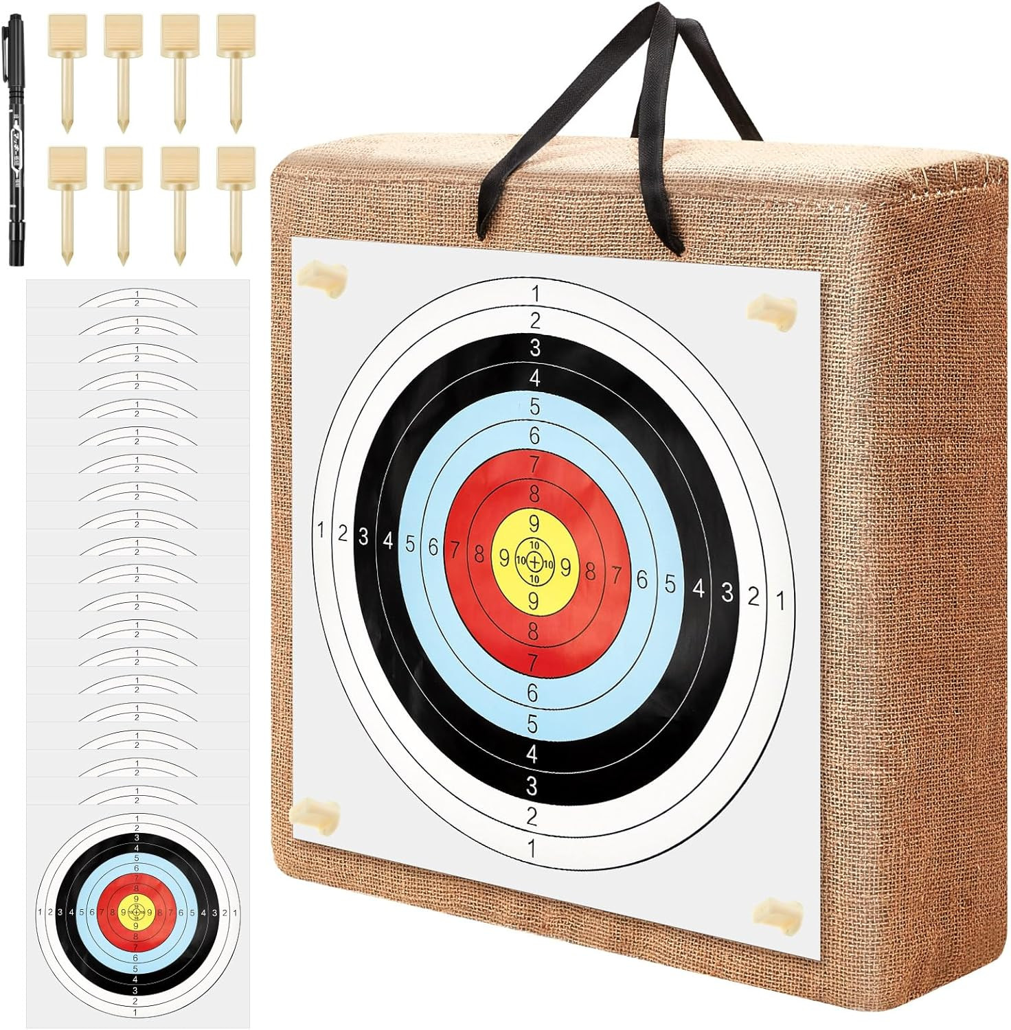 20 In Straw Archery Target Paper Pin Compound Bow Hunting Shooting Practice Tool