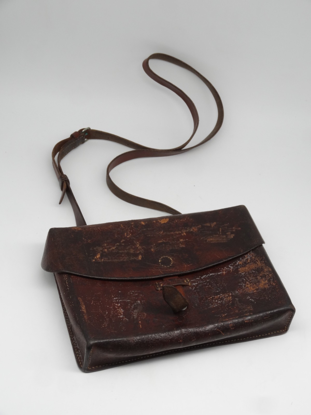 WWII Swiss Army Military Railway Leather Shoulder Satchel Bag Switzerland 1951