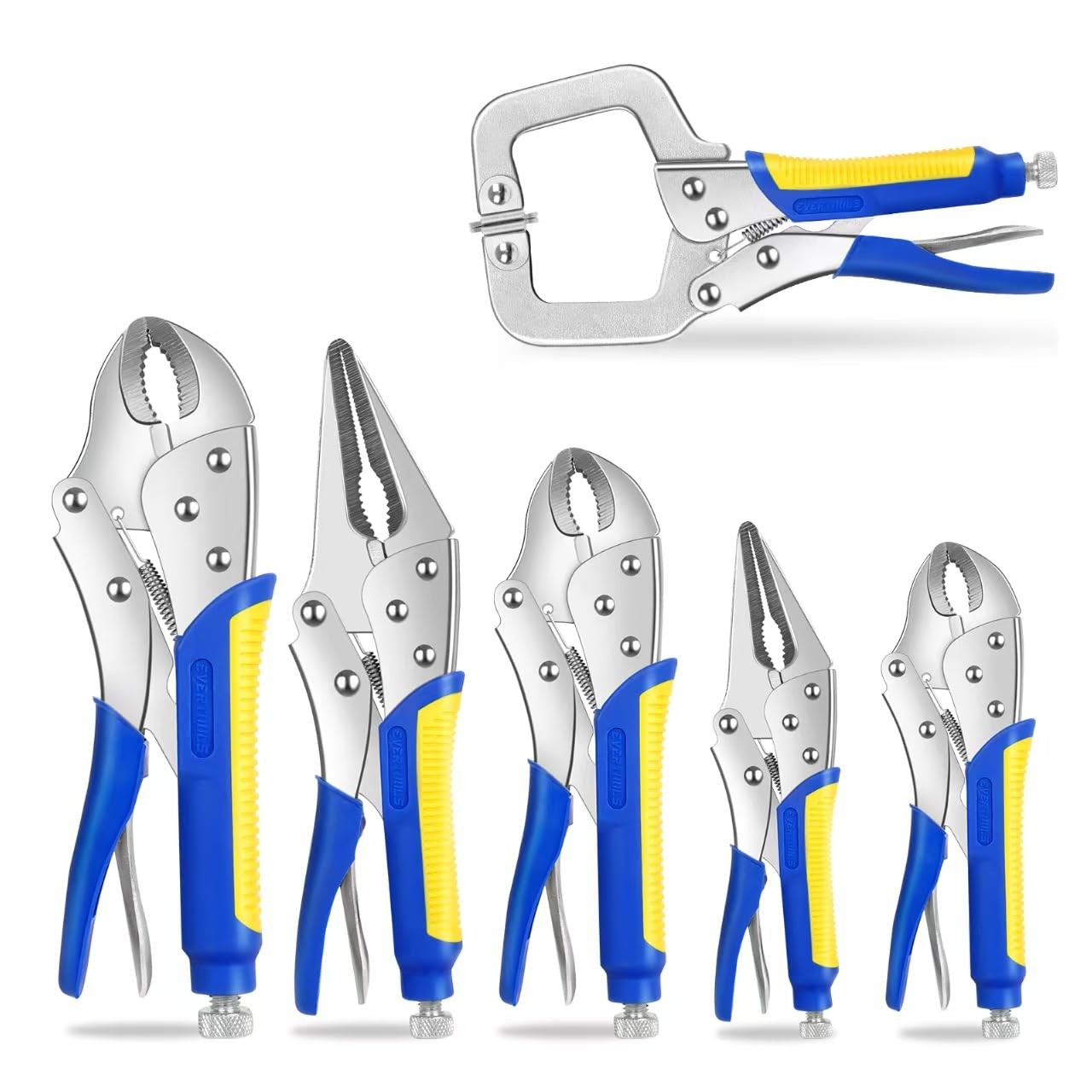 Locking Pliers Set,5"/7"/10" Curved Jaw Vise Grip,6-1/2"and 9-1/2" Needle Nos...