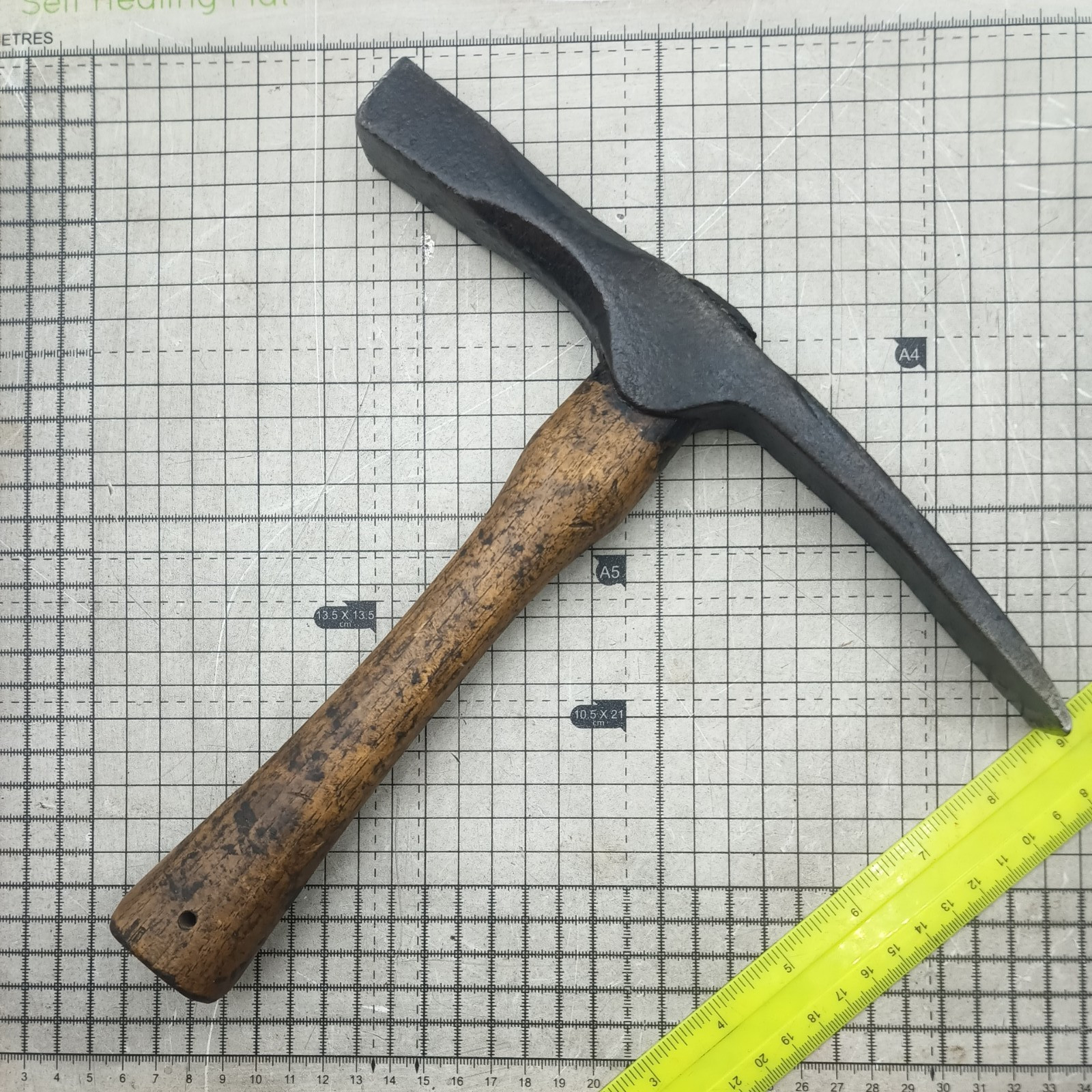 Vintage Antique Brick Hammer Stone Masons Chipping Old Tool Hand Blacksmith Made