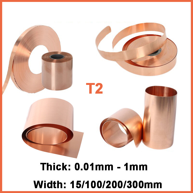 99.9% Pure Copper Sheet T2 Cu Metal Foil Panel Plate Strip Thickness 0.01mm-1mm
