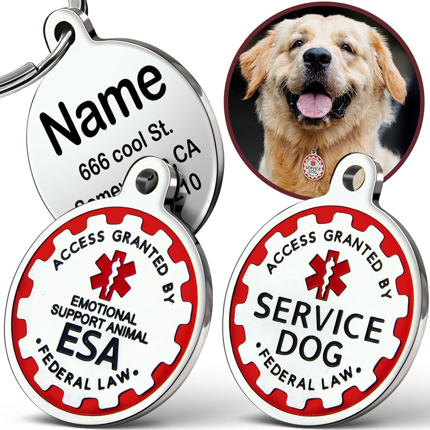 SERVICE DOG or ESA metal tag for collar CUSTOMIZED