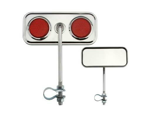 ONE Bike Rectangle Mirror Chrome Red Reflectors. Bike parts,Bicycle parts.
