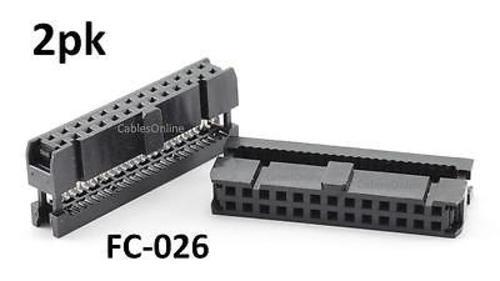 2-Pack 26-Pin Female IDC 2.54mm Pitch Socket Connector, CablesOnline FC-026