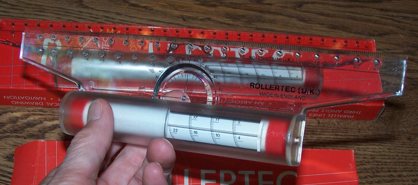 2 Rollertec Amazing Rolling Rulers/Vintage Geometry Tech Drawing & Navigation