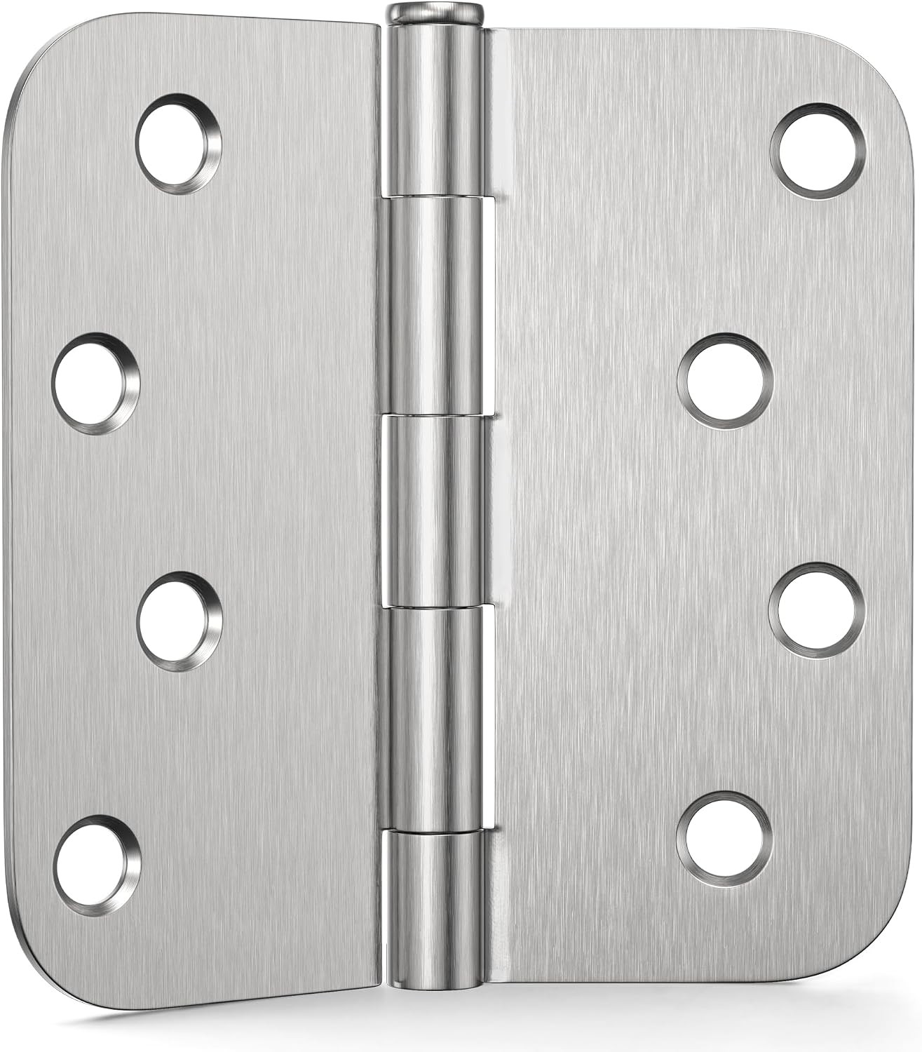 6-Pack 4" Brushed Nickel Hinges, 5/8" Radius & Square Corners, Heavy Duty