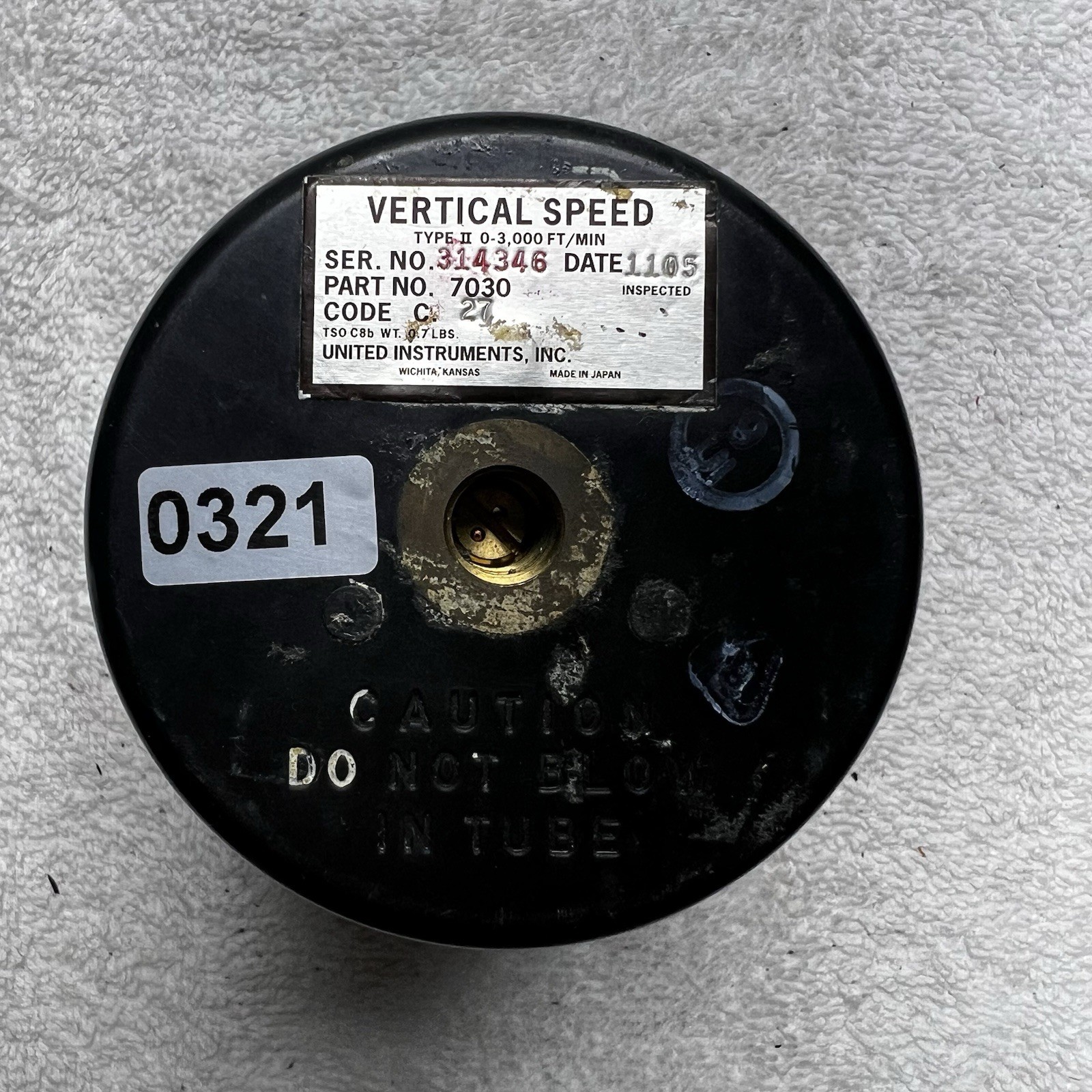 United Instruments Vertical Speed Indicator P/N 7030 - C27