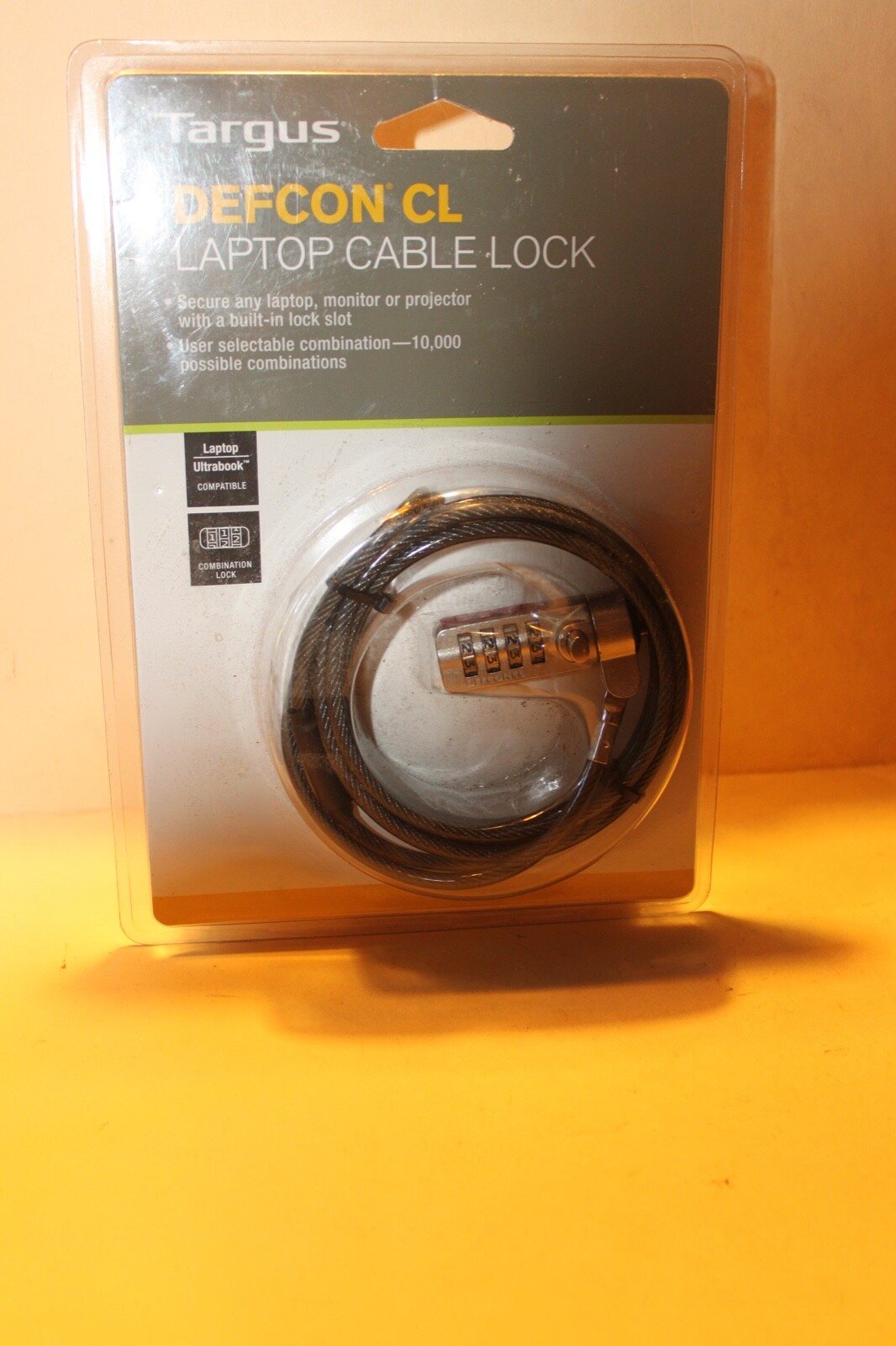 Targus Defcon CL Laptop Cable Combination Lock with Security Base Plate / NEW