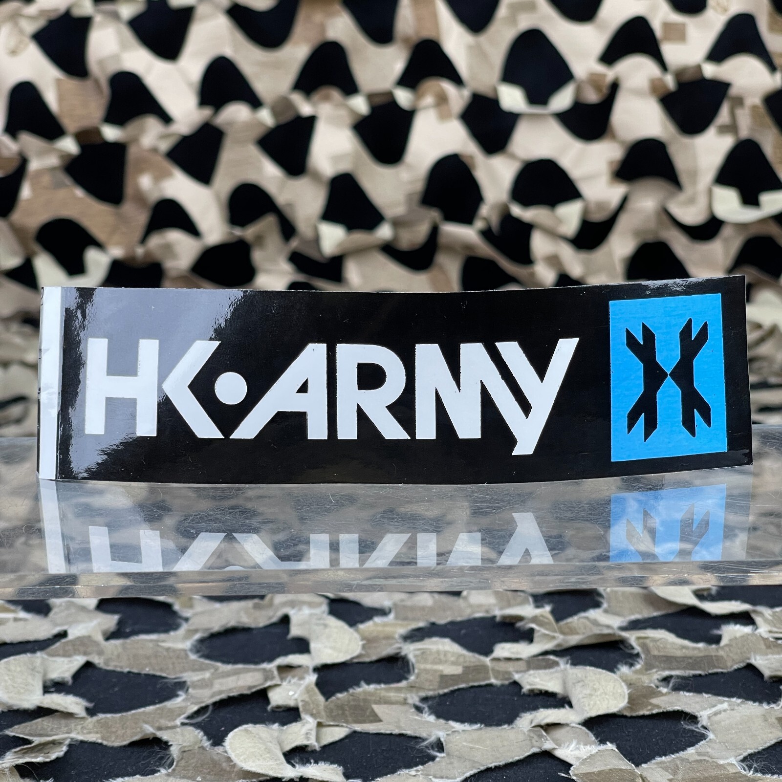 NEW HK Army Logo Sticker - Black/Teal - Small