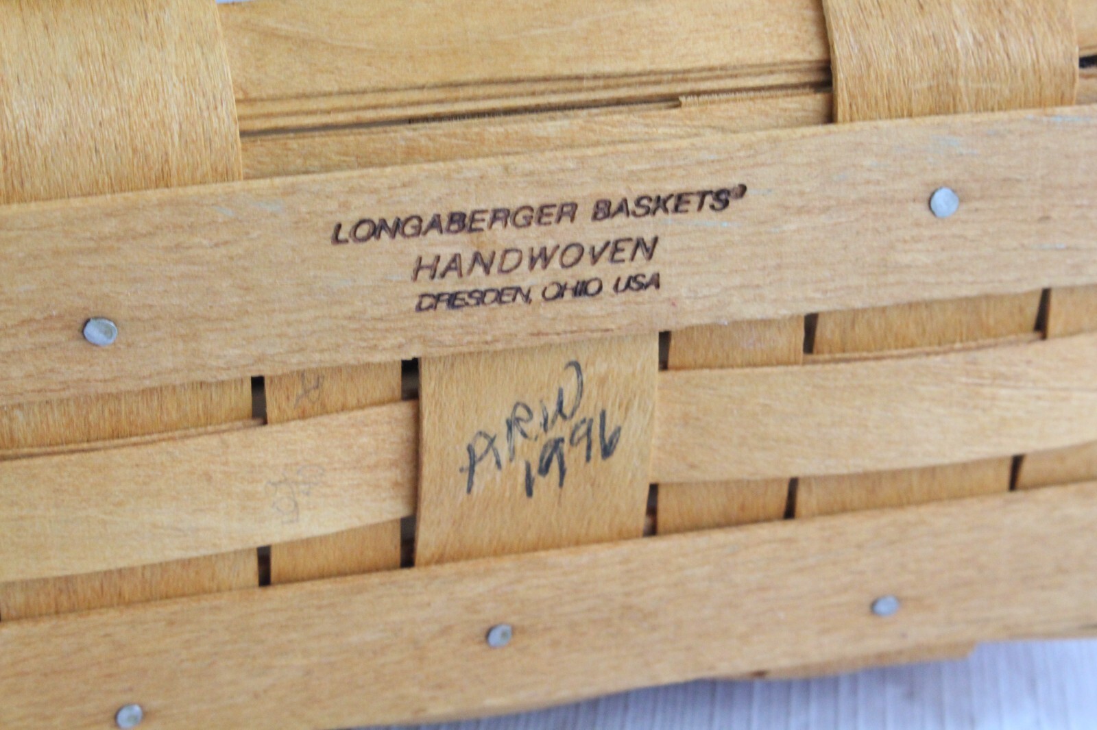 Vintage 1996 Longaberger Collector's Club Membership Hand Woven Wicker Basket