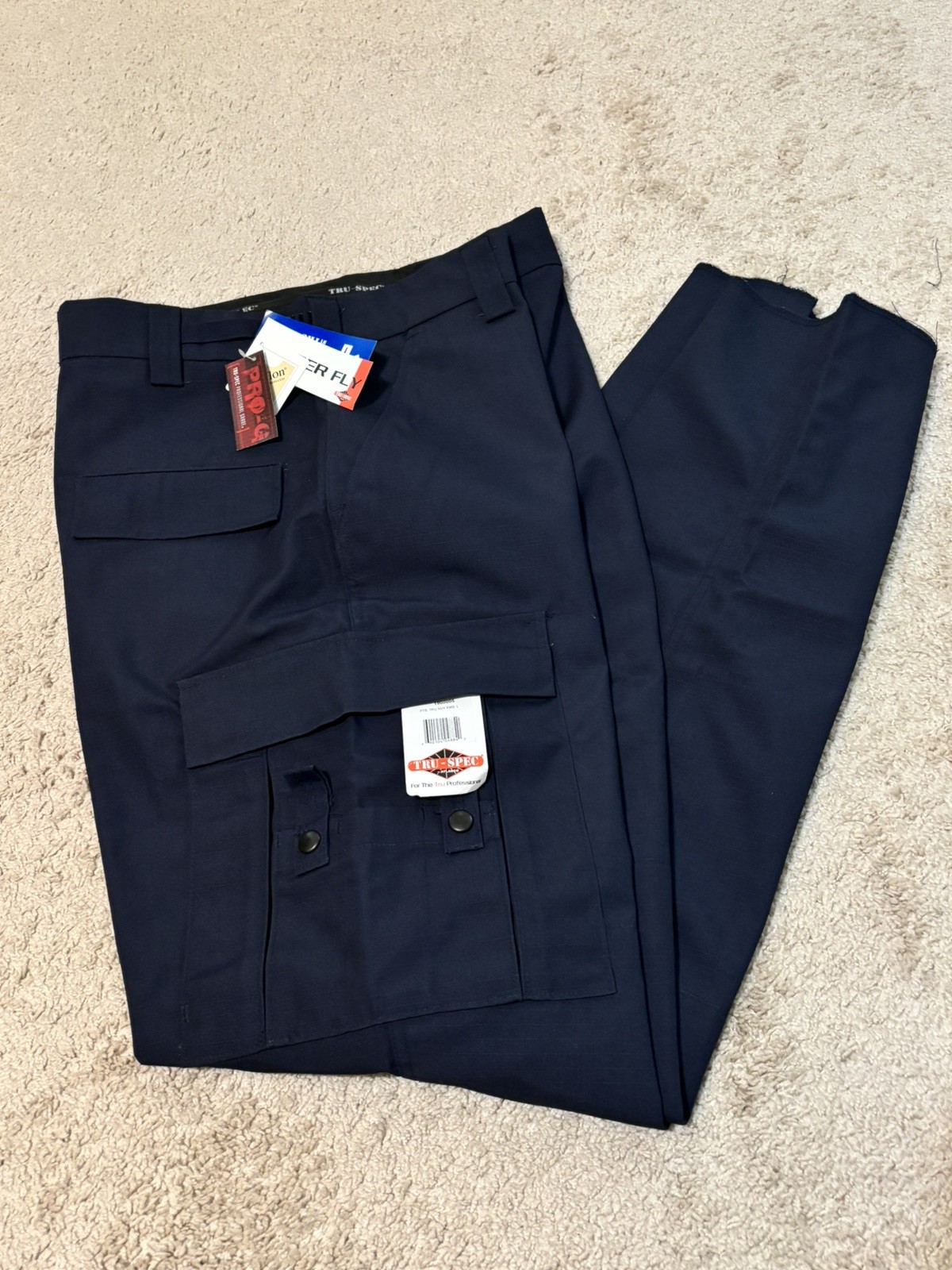 Tru-Spec NAVY EMS Pants Men Poly/Cotton Rip-Stop Teflon - SIZE LARGE - REDUCED