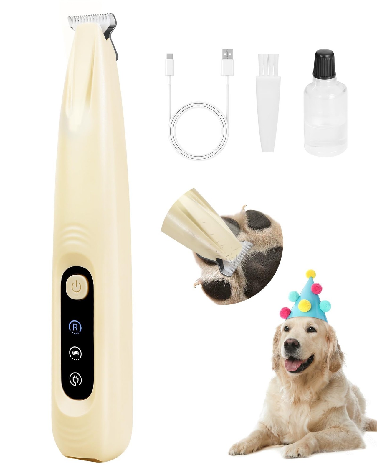 Pro Version Dog Paw Trimmer, 18mm Wide Blade Clippers with LED Disp... Fast Ship