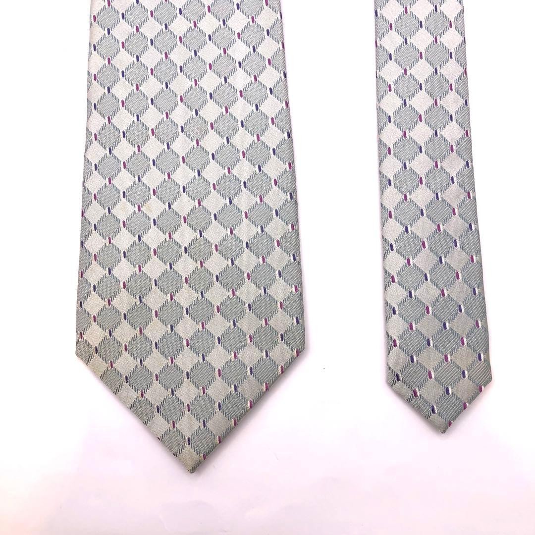 Enrico Gigli Tie Gray Silver Plaid All Over Pattern