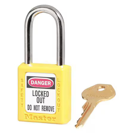 Master Lock 410S6ylw Lockout Padlock, Keyed Different, Thermoplastic, Standard
