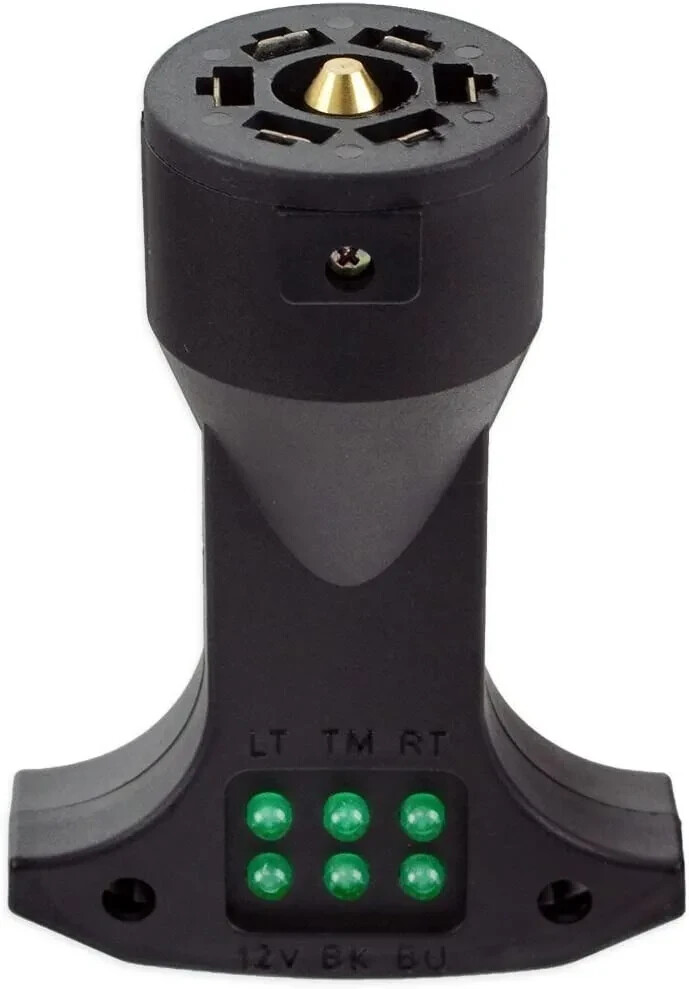 7-Way Trailer Light Tester 6 Functions turn, brake, tail, stop, reverse, and 12V