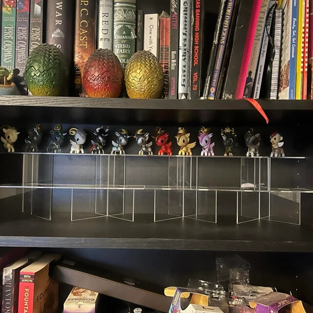 Double Steps Acrylic Shelf Stand for Ikea Billy, Pack flat for cheaper shipping