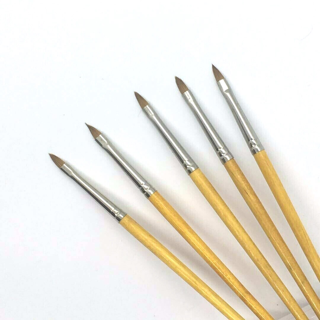 XDT Triangular Tip Nail Art Brush 5pc Set #000 Pure Kolinsky Sable Micro Detail