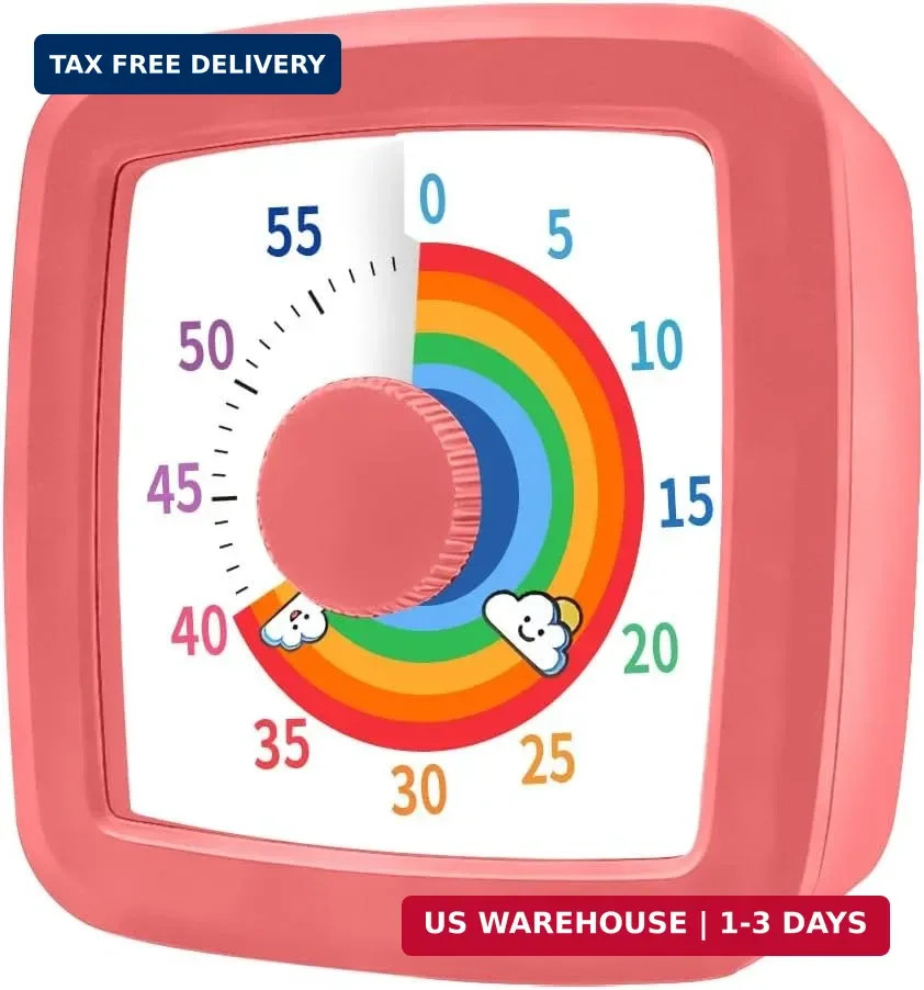 Visual Timer for Children, 60 Minute Countdown for Classroom, Office, Kitchen, D