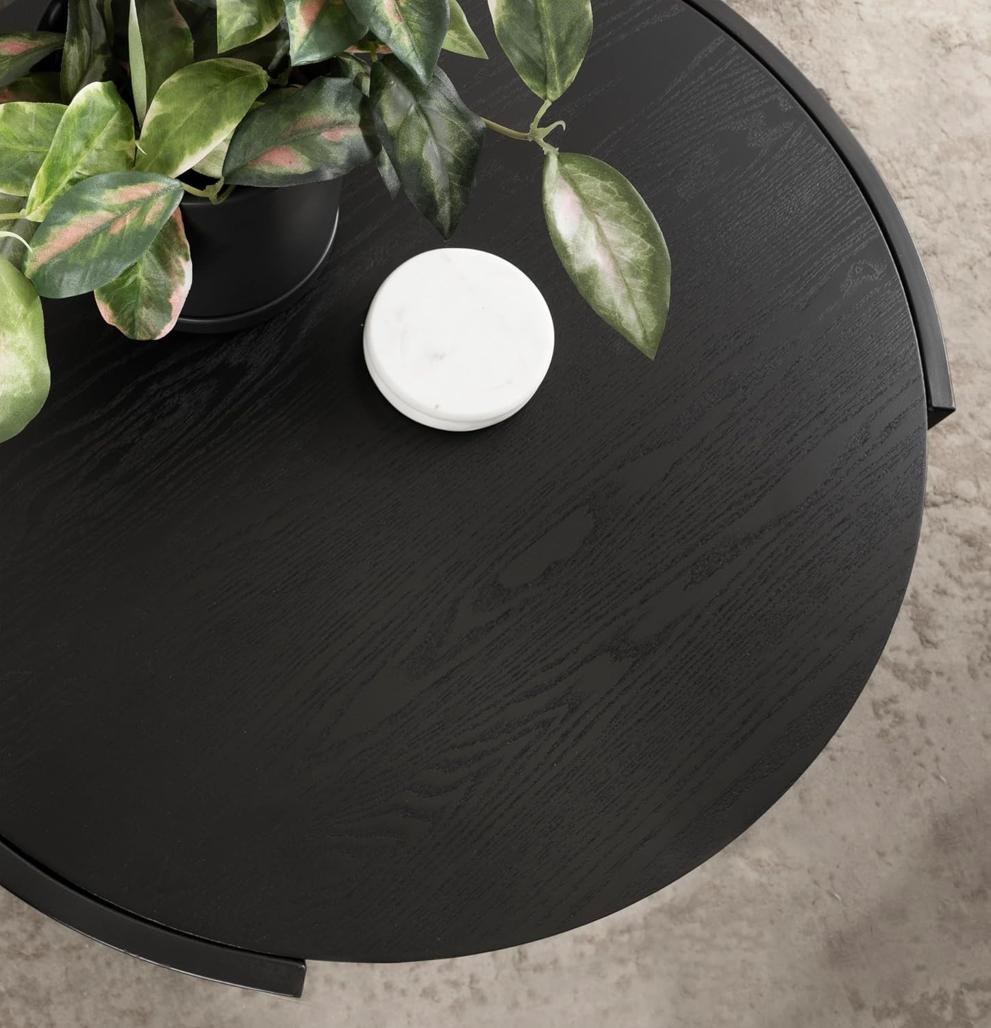 Urso Modern Tiered round Coffee Table, 26 X 25 X 18, Black, Transitional Two-Tie