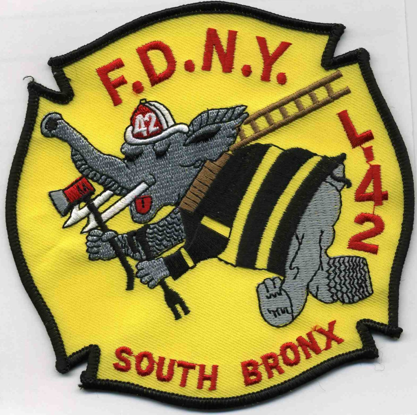New York City  Ladder - 42 "Elephant - S. BRONX" (5" x 5" size) fire patch