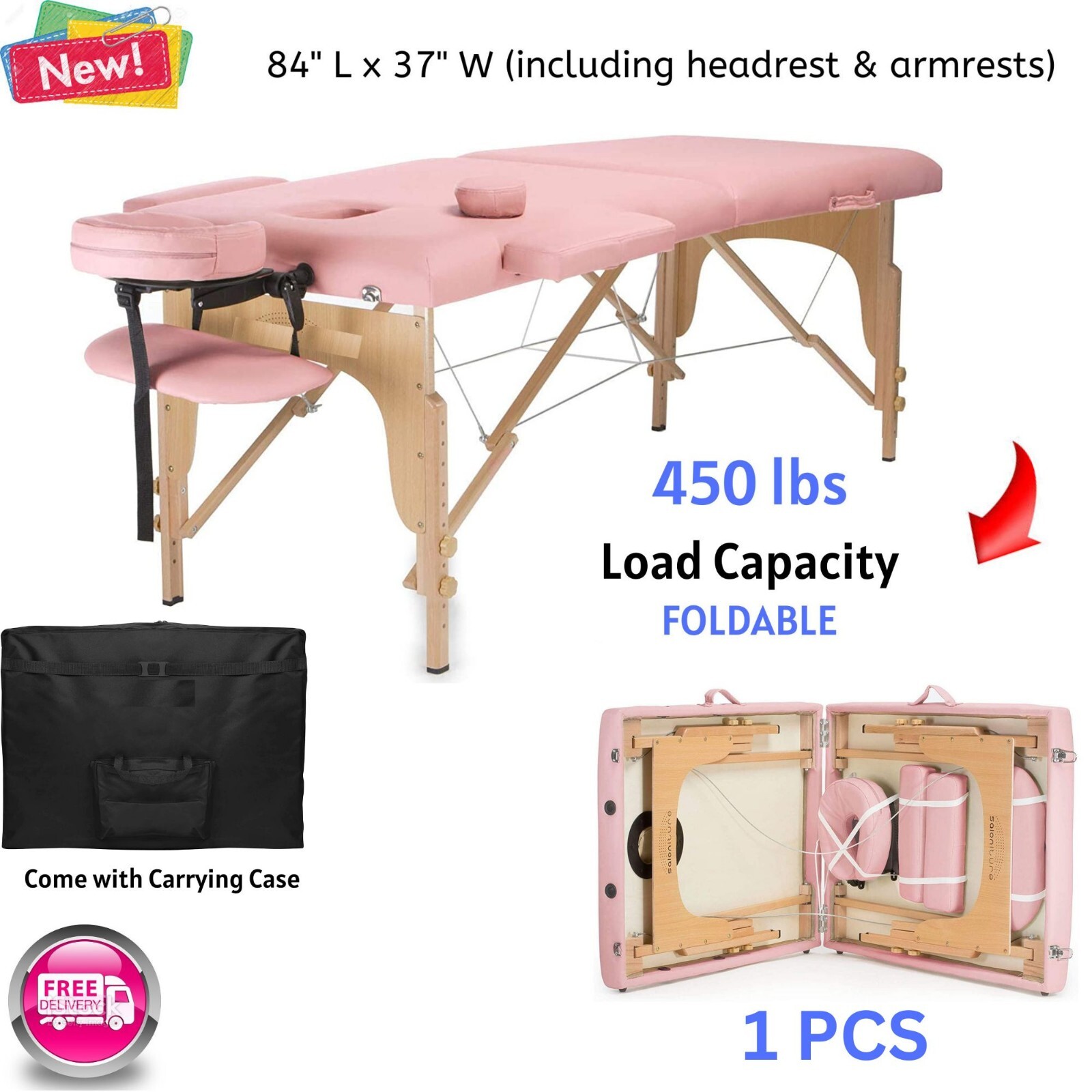 Portable Folding Massage Table for Beauty/Physical Therapy Comfortable Salon Spa