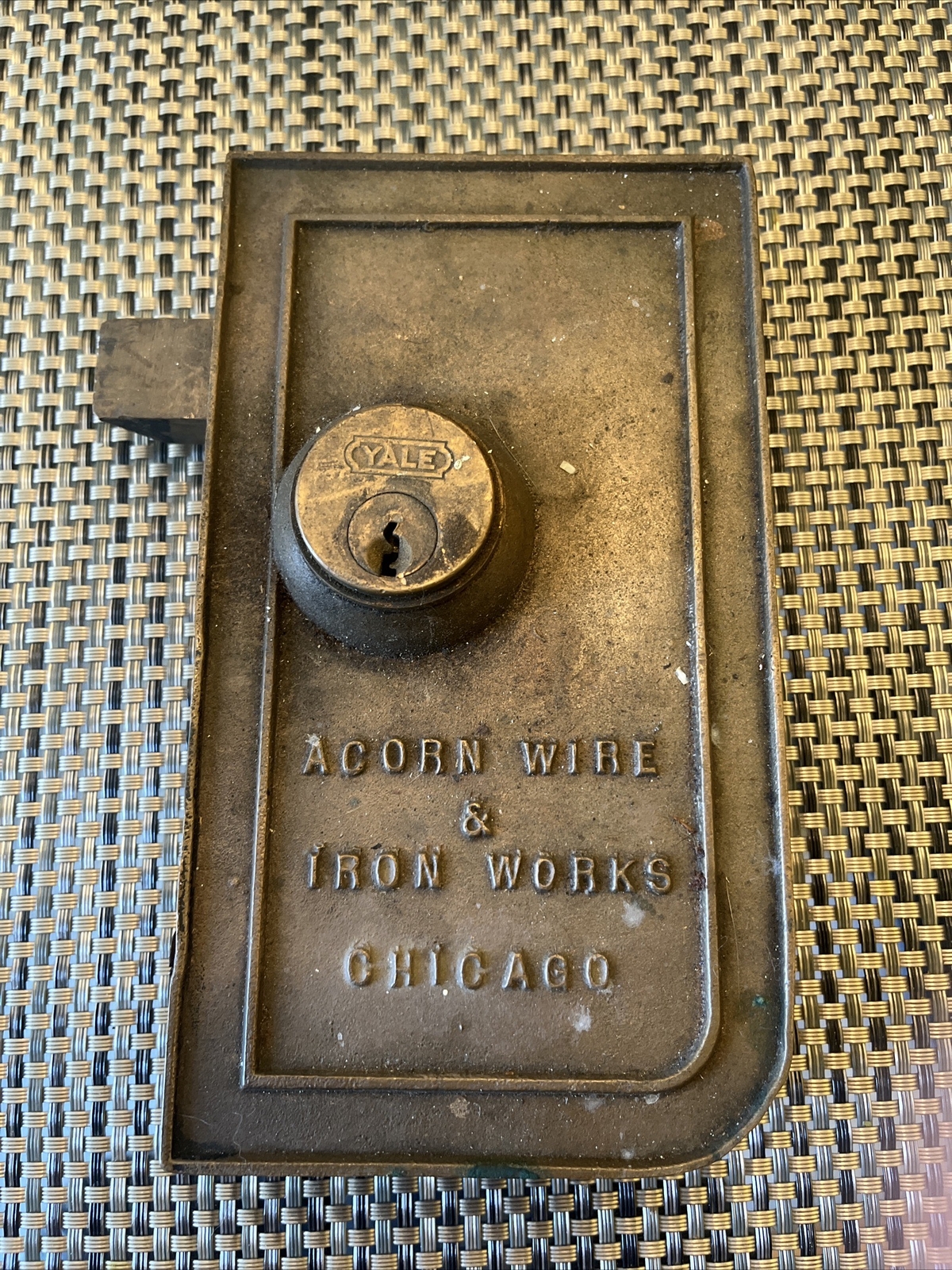 Vtg Acorn Wire & Iron Work Chicago Brass Dead Lock 7”x4”x1” Cool!