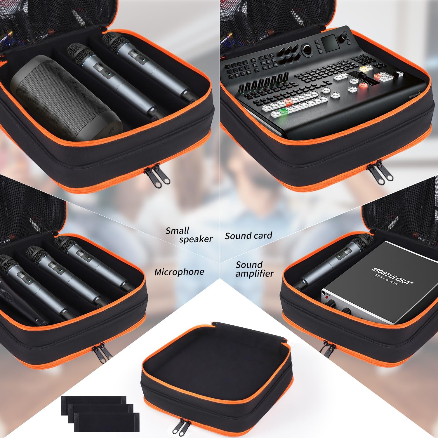 Microphone Case,Wireless Microphone Bag,Portable Storage Case,8 Slots Mic