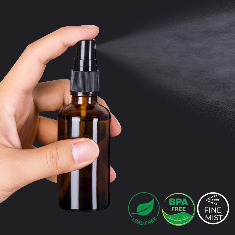 Small Amber Glass Spray Bottles For Essential Oils, 2oz Empty Fine Mist Mini ...