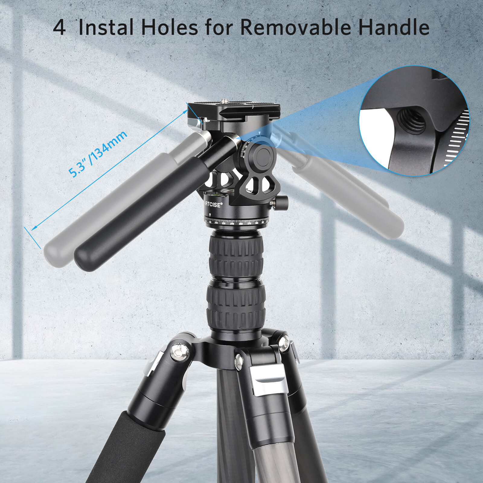 Fluid Video Head Compact Tripod Head Pan Tilt Head W/ Acra Quick Release Plate