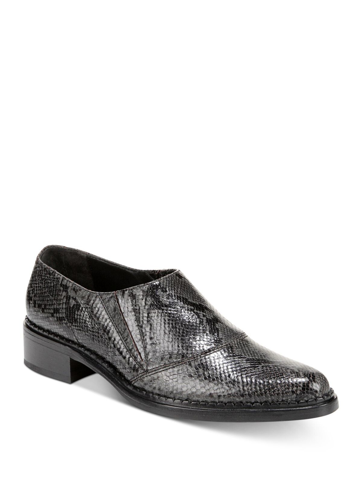 VINCE. Womens Black Snake Skin Print Delmar Almond Slip On Leather Loafers 6.5 M