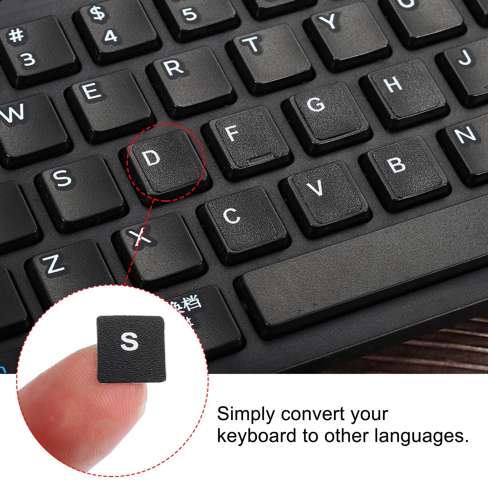 German Keyboard Stickers, 2Pcs Computer Cover, Black Background White Lettering