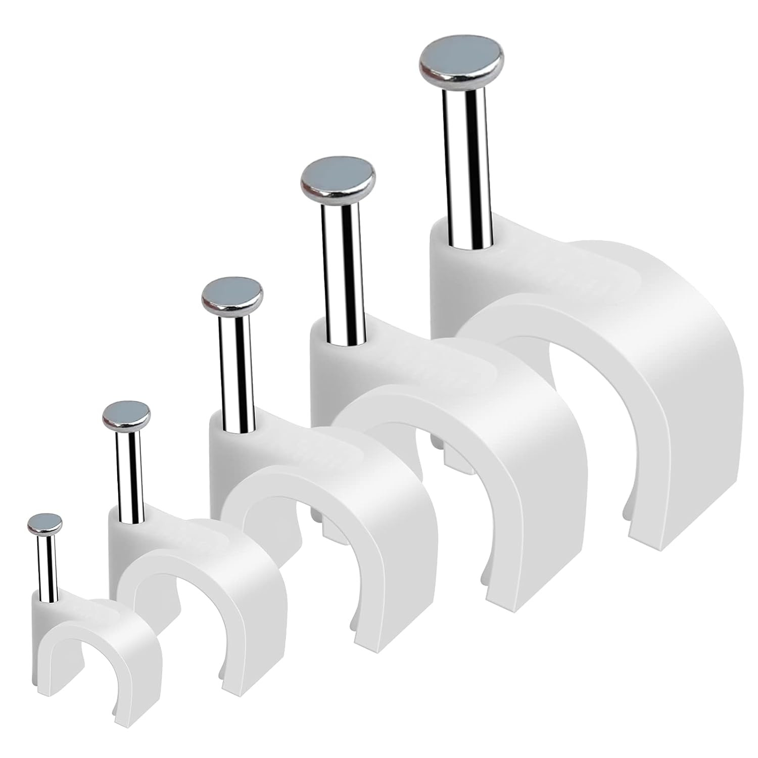 500Pcs Cable Clips with Steel Nail in Cable Clips White 4Mm 5Mm 6Mm 8Mm 10Mm