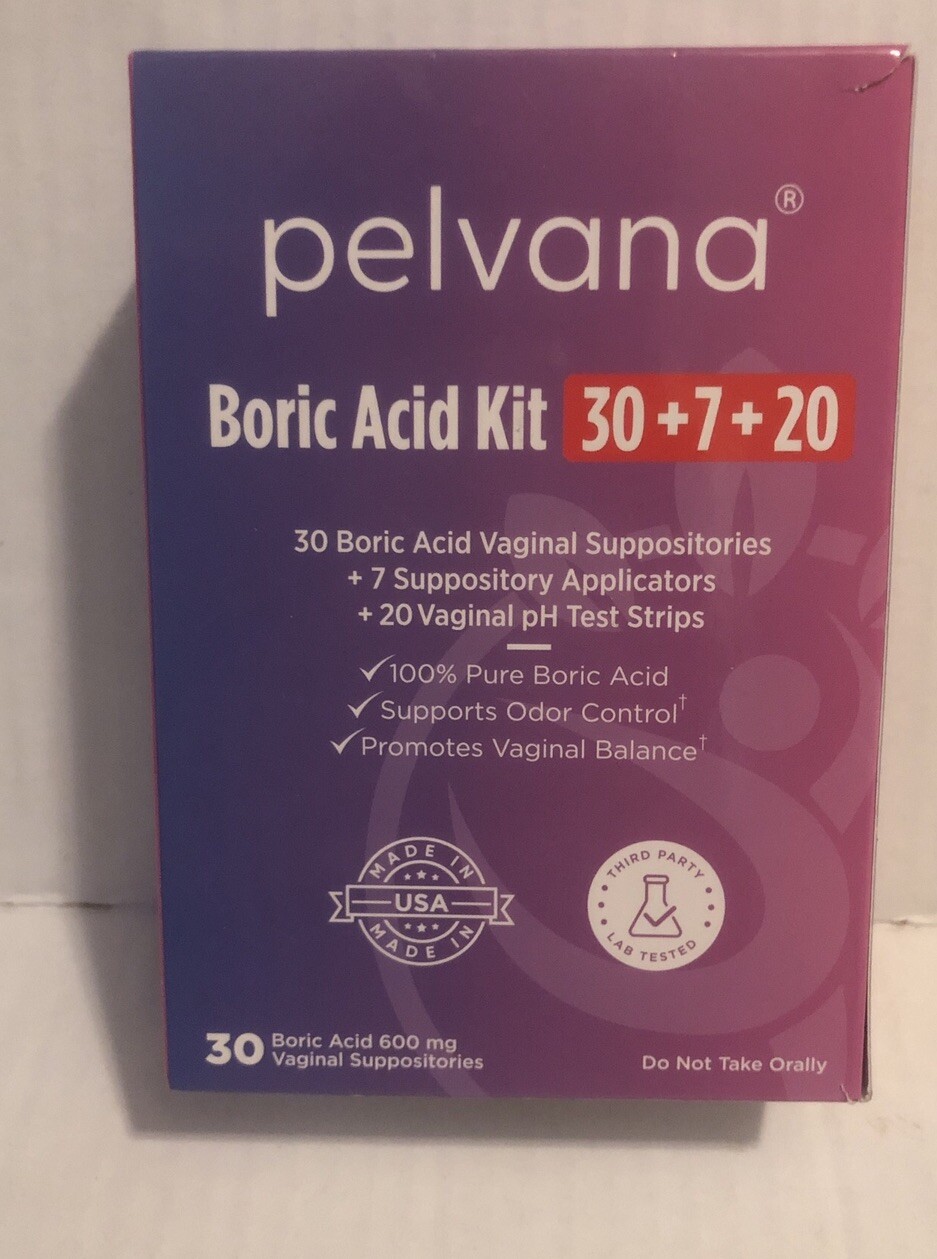 Boric Acid Suppositories for Women 30 + 7 Applicators + 10 Ph Test Strips = 47 P